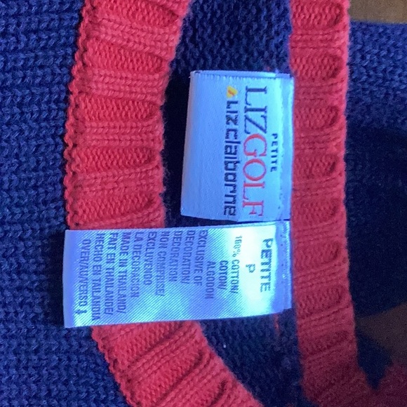 Liz Claiborne Golf Themed Sweater Vintage Long Sleeved Cotton Pullover Petite - Picture 5 of 6
